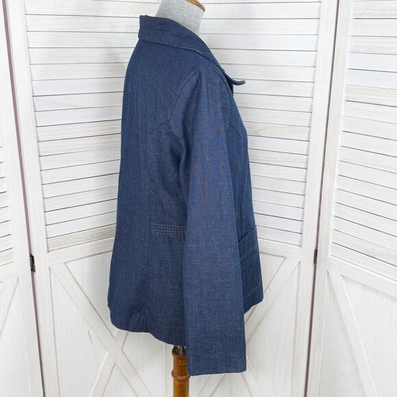 Vintage 70s Levi’s Safari Denim Blazer Leisure Jacket Orange Tab Blue Large - Picture 3 of 15